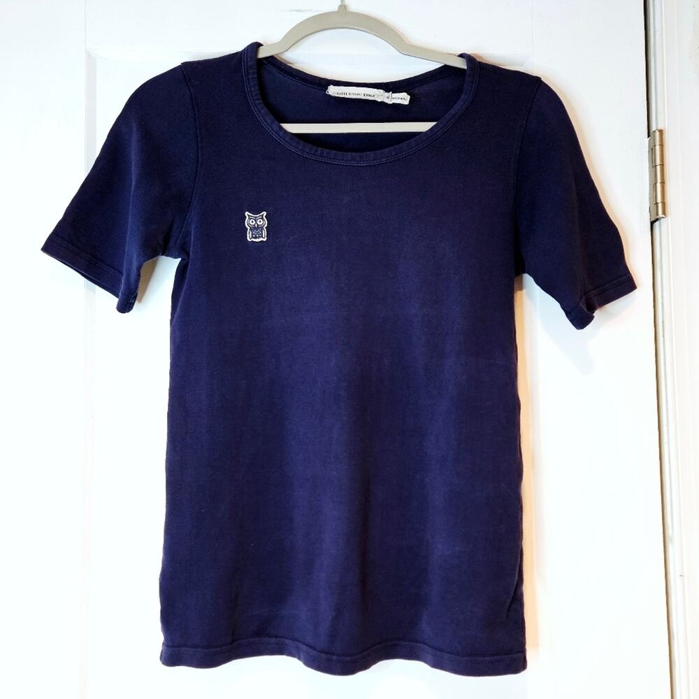Isabel Marant Etoile Navy Owl Logo Patch Tee Shirt Size 38